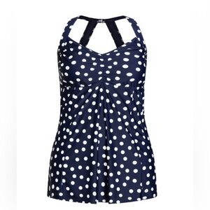 Avenue Nautical Polka Dots Halter Back Swim Dress Size 26 NWT